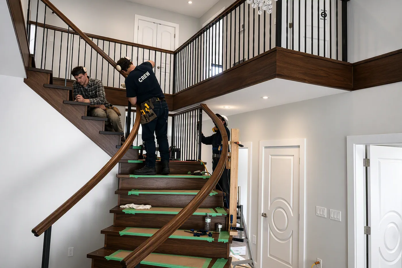 4032 Marine Dr bespoke curved staircase
